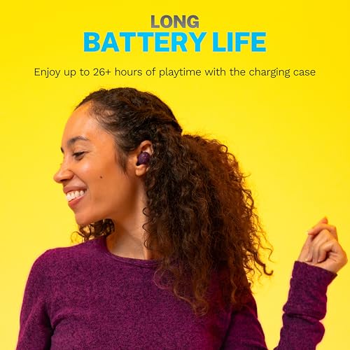 JLab Go Air Pop+ True Wireless Bluetooth Earbuds in Violet Plus Cloud Foam Mnemonic Earbud Tips