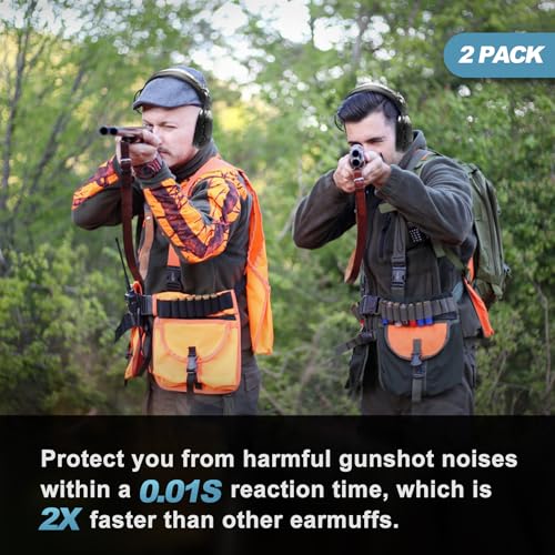 PROHEAR 2 Pack Electronic Ear Protection for Shooting with 4X Sound Amplification, Gun Range Hearing Protection Muffs, NRR 23dB Noise Reduction Headphones for Hunting, Black and Black - style: Electronic-black*2