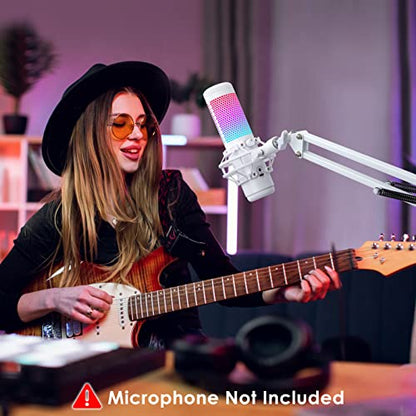 White Mic Arm Compatible with HyperX QuadCast S - Premium QuadCast S Microphone Boom Arm for Gaming, Streaming by YOUSHARES - White