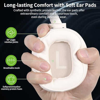 Hybrid Active Noise Cancelling Headphones, Wireless Over Ear Bluetooth - color: Cream White