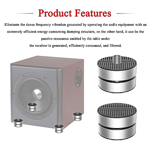 Audiocrast 4X HiFi Speaker Spike Pad Isolation Feet Stand Feet 40X23MM Shock Absorber with Stainless Steel Ball for Audio Speaker Subwoofer CD DVD Amplifier Turntable DAC