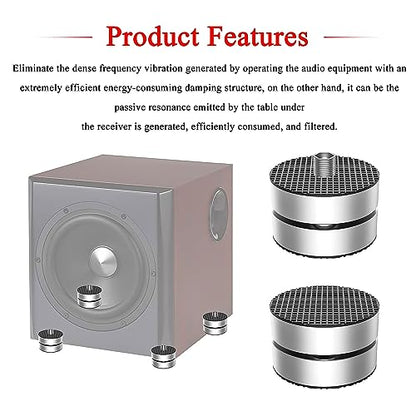 Audiocrast 4X HiFi Speaker Spike Pad Isolation Feet Stand Feet 40X23MM Shock Absorber with Stainless Steel Ball for Audio Speaker Subwoofer CD DVD Amplifier Turntable DAC