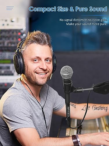 In-Line Mic Preamp/Booster for Dynamic Mic, Brass Shield, Ultra-Clean Gain | Ultra-Clean Gain Mic Activator & Booster, Brass Metal Design for Better Shielding, for Podcast, Broadcast, Studio Singing
