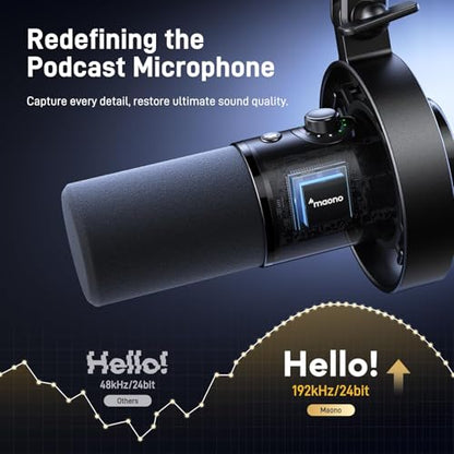 MAONO USB XLR Dynamic Microphone Studio Headphone Bundle,for Studio Recording Streaming Content Creation(PD00XT+MH601+XLR-180)