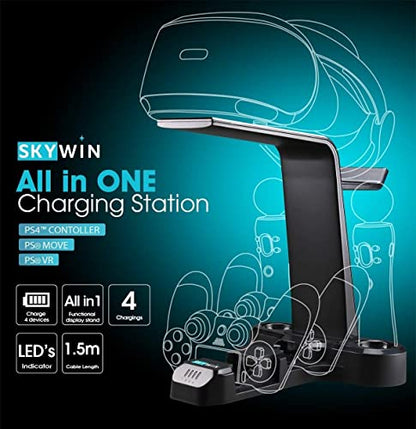 Skywin VR Charging Stand - PSVR Charging Stand to Showcase, Display, and Charge Your PS4 and PS5 VR (PS4 and PS5 Controller) (PlayStation 4 Stand) - color: PlayStation 4 Stand