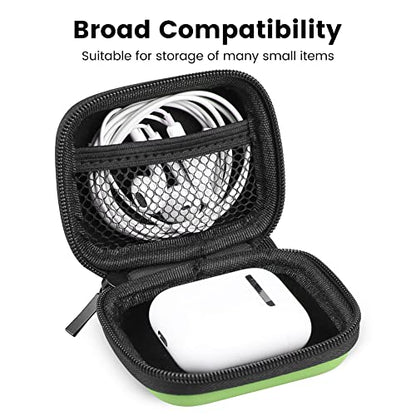 Earphone case, RISETECH Earbud Carrying Case Holder Hard EVA Headphone Small Zipper Pouch Compatible with Flash Drive, USB Charging Cable, SD Memory Card, AirPods, Sony Wired Earbuds with Clip -Green - color: Green