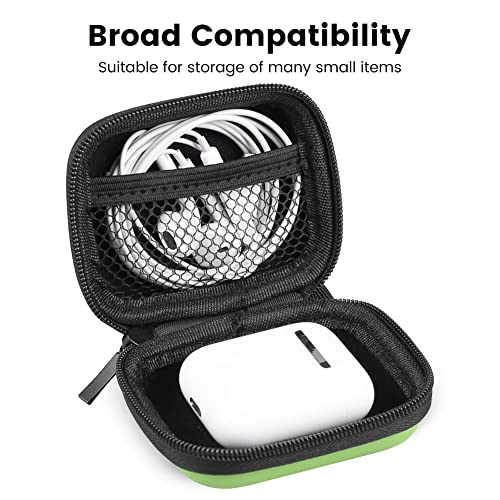 Earphone case, RISETECH Earbud Carrying Case Holder Hard EVA Headphone Small Zipper Pouch Compatible with Flash Drive, USB Charging Cable, SD Memory Card, AirPods, Sony Wired Earbuds with Clip -Green - color: Green