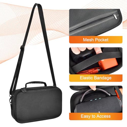 ANKHOH Hard Travel Case for JBL Charge 6 Speaker with Shoulder Strap | Fixed tray, elastic strap and zippered mesh pocket organize the speaker, charger and cables, Black, Case Only - color: Black