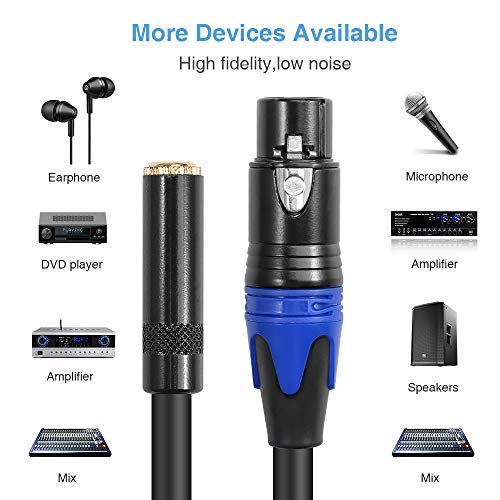 Female XLR to 1/8 Stereo Cable,Balanced XLR to 3.5mm(1/8 inch) TRS Mini Jack Audio Converter Adapter Cable - 1feet/30cm - size: 1 Feet