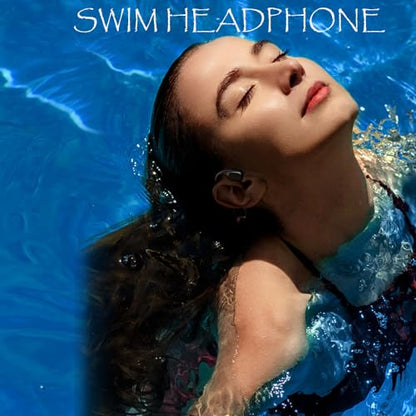 Swimming Headphones Bone Conduction Open Ear Headset MP3 Player Built-in 32G Memory IP68 Underwater Waterproof Stereo Bluetooth Earphone LED Screen for Driving Bicycling Running Skiing-S10 Red - color: Swim Headphone S10 Red