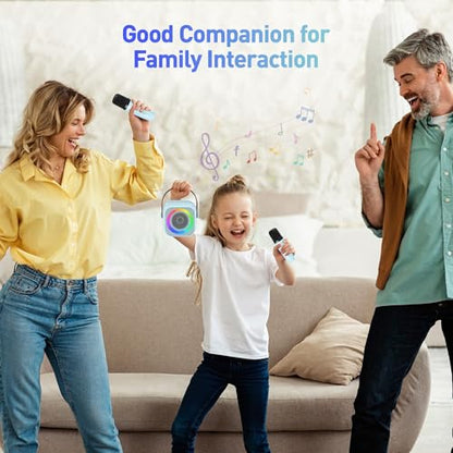 Karaoke Machine, Portable Bluetooth Speaker with 2 Wireless Microphones for Kids, Karaoke Toys Gifts Toys for Girls Boys Family Home Party (Blue) - color: Blue