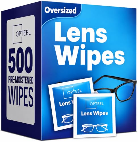 OPTEEL Lens Wipes for Eyeglasses - Pre-moistened Eyeglass Lens Cleaning Wipes - 500 Lens Wipes Individually Wrapped Sracth-Free Streak-Free Eye Glasses Wipes Lens Cleaner for Sunglass & Camera Lens - size: 500 Count