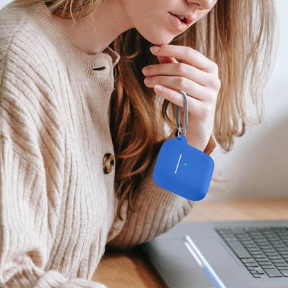 for AirPods Case Cover, Come with Clean Pen，Soft Silicone Protective Cover for Women Men Compatible with Apple AirPods 2nd 1st Generation Charging Case, Front LED Visible,Blue - color: Blue+pen