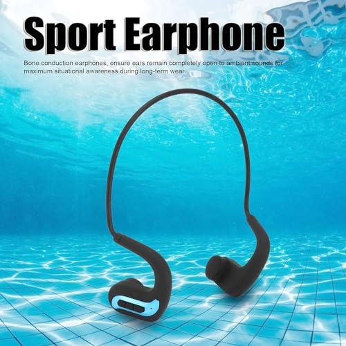JEOZBM Bone Conduction Headphones, IP68 Underwater Swimming Headphones Sports Headset, Wireless Open Ear Headphones for Running Cycling