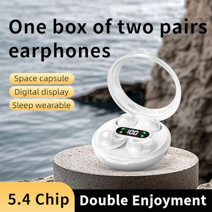 Earbuds,Mini Invisible Sleep Earbuds,Bluetooth 5.4 Ultra-Stylish Headphones for Sleep,Comfortable Blocking Noise,2-Pack Small mini Invisible Wireless Earbuds for Sleeping (White) - color: White