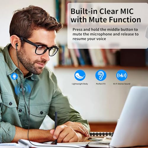 USB Earbuds for PC,Headphones with Microphone for Computer,Black - color: Black