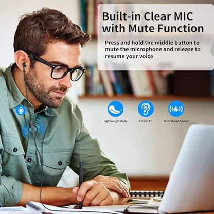 USB Earbuds for PC,Headphones with Microphone for Computer,Black - color: Black