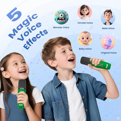 Mini Karaoke Machine, Portable Bluetooth Speaker & 2 Wireless Microphones | Karaoke Player Karaoke Microphone For Family Home Party Outdoor With HI-FI Sound | 5 Magic Sound | PA System | USB | TF | AUX - color: Dark Green