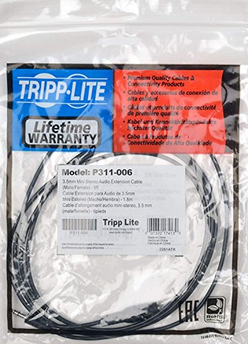 Tripp Lite 3.5mm Mini Stereo Audio Extension Cable for Speakers and Headphones (M/F), 6-ft.(P311-006) Black (Pack of 2) - size: 1 Count (Pack of 2)