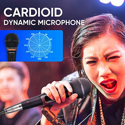 HOTEC Premium Vocal Dynamic Handheld Microphone with 19ft Detachable XLR Cable and ON/Off Switch (Metal Black) (H-W07) - size: H-W07