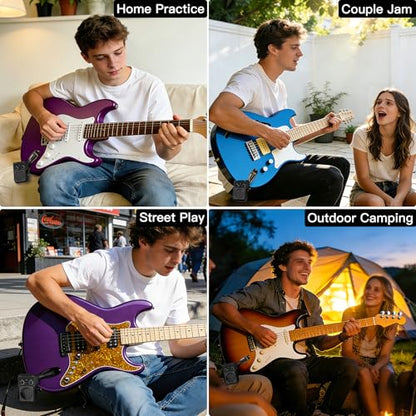 ZealSound Mini Guitar Amp with Bluetooth, 5W Portable Practice Amp with 4 Built-in Effects (Clean, Overdrive, Distortion, Reverb), USB Playback, Rechargeable Up to 8 Hours for Electric Guitar