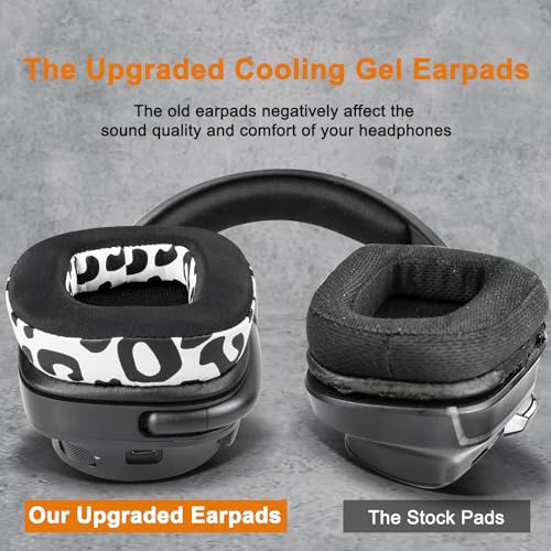 SOULWIT Cooling Gel Ear Pads Cushions Replacement for Logitech G35 G930 G933 G935 G633 G635 G533 G430 G431 G432 G433 Gaming Headset, Earpads for G332 G230 G231 G233 Headphones - Snow Leopard - color: Snow Leopard