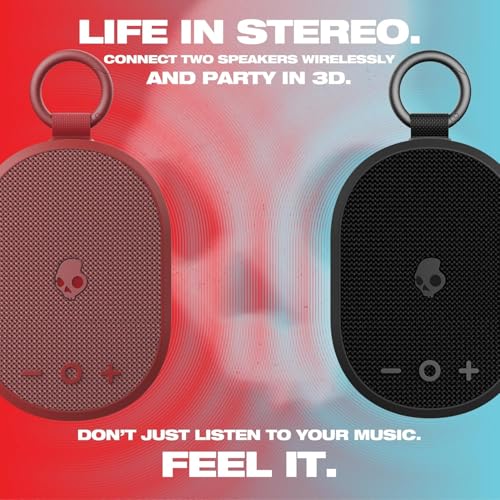 Skullcandy Kilo XT Wireless Bluetooth Speaker - IPX7 Waterproof Mini Bluetooth Speaker with 24 Hour Battery, Downward Firing Passive Radiator, and True Wireless Pairing - Perfect for Outdoor (Red) - color: Red