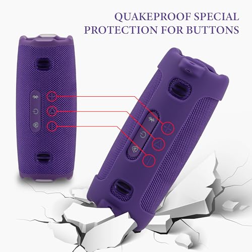 Geekria Silicone Case Compatible with JBL Charge 6, Lightweight Shockproof Speaker Cover with Shoulder Strap, Anti-Slip Protective Sleeve for Travel, Beach, Camping & Everyday Use (Purple) - color: Purple