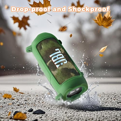 Silicone Cover Compatible with JBL Flip 7 Waterproof Portable Speaker with Shoulder Strap (Green) - color: Green
