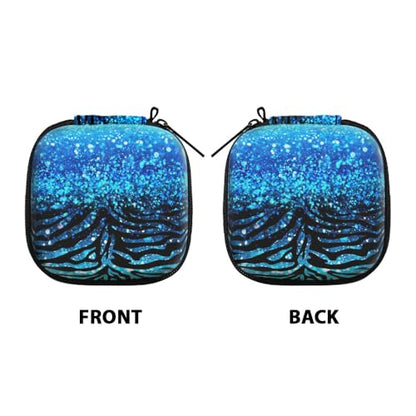 WIRESTER Portable Wireless Headphone Case, Earphone Storage Bag Carrying Case, Earbud Holder with Black Carabiner Compatible with Airpods - Blue Glitter Sparkle with Black Blue Glitter Zebra - color: Blue Glitter Sparkle With Black Blue Glitter Zebra