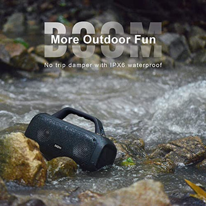 DOSS Extreme Boom Portable Bluetooth Speaker with 60W Mighty Sound-Black | 60W Deep Bass, 30H Playtime,10400mAh Power Bank, IPX6 Waterproof, TWS, BT 5.3, For Camping, Beach, Pool, Grage, Parties. - color: Black