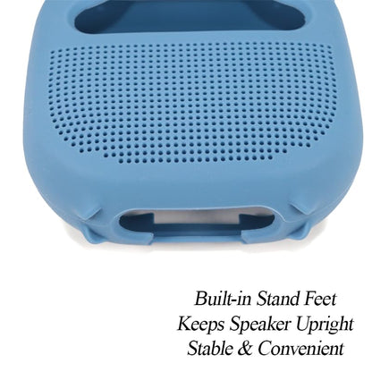 Protective Silicone case for Bose New SoundLink Micro Portable Bluetooth Speaker (2nd Gen) -Anti-Slip Silicone Cover with Stand Feet,Carabiner & Adjustable Neck Strap (Blue Dusk) - color: Blue Dusk