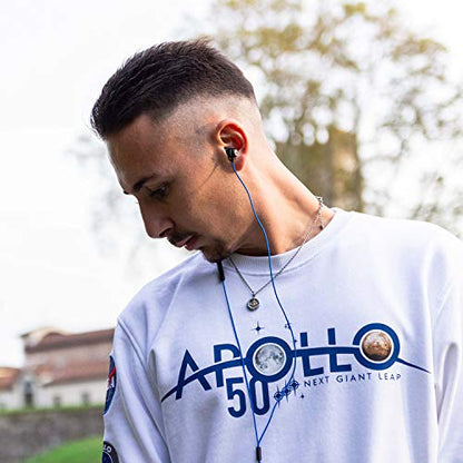 LUDOS Clamor Wired Earbuds in-Ear Headphones, 5 Years Warranty, Earphones with Microphone, Noise Isolating Ear Buds, Memory Foam for iPhone, Samsung, School Students, Kids, Women, Small Ears - Blue - color: Blue, style: 3.5 mm