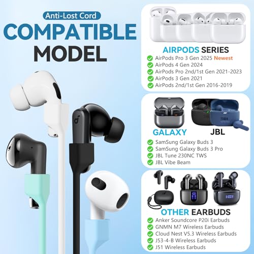 Mooyavia Ultra Strong Magnetic Anti-Lost Strap for AirPods Pro-White | Compatible with AirPods Pro 3/2/1 & AirPods 4/3/2/1,Soft Silicone Sport Neck Lanyard,Lenth 29.9 in - color: B2-white