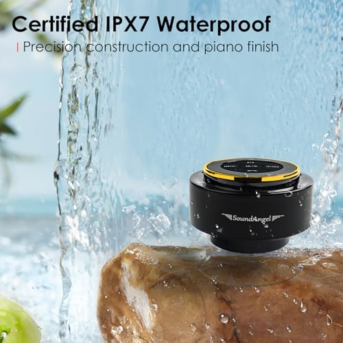XLEADER (Upgraded Pro Shower Speaker, Certified IPX7 Waterproof Bluetooth Speaker, 8W Crystal Sound&Rich Bass, 15H Playtime, with Suction Cup&Silicone Lanyard,Ideal Gifts, SoundAngel Mate(2 Gen) Gold - color: B Gold