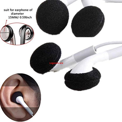 Lsgoodcare 100 Pack Replacement Ear Foam for 18mm Earpiece Headphone Two Way Radio Walkie Talkie Headset - color: black100p