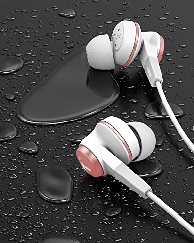 Thore iPhone Earphones (Apple MFi Certified) V120 in Ear Wired Lightning Earbuds (Sweat/Water Resistant) Headphones with Mic/Volume Remote for iPhone 12/13/14 Pro Max - Rose Gold - color: Rose Gold