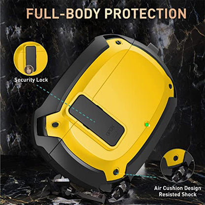 Compatible with Beats Studio Buds/Buds+ Case Cover 2021/2023, [Secure Lock] Cool Beats Studio Buds Plus Protective Shell Men Women with Keychain for New Beats Studio Ear Buds Case Yellow[CASE ONLY] - color: Black/Yellow