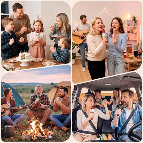 BONAOK Wireless Bluetooth Karaoke Microphone,3-in-1 Portable Handheld Mic Speaker Machine Birthday Home Party for PC or All Smartphone(Q37 Red) - color: Red