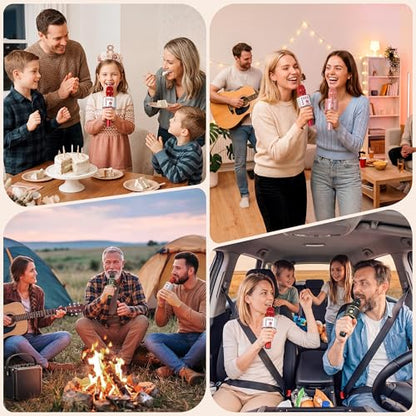 BONAOK Wireless Bluetooth Karaoke Microphone,3-in-1 Portable Handheld Mic Speaker Machine Birthday Home Party for PC or All Smartphone(Q37 Red) - color: Red