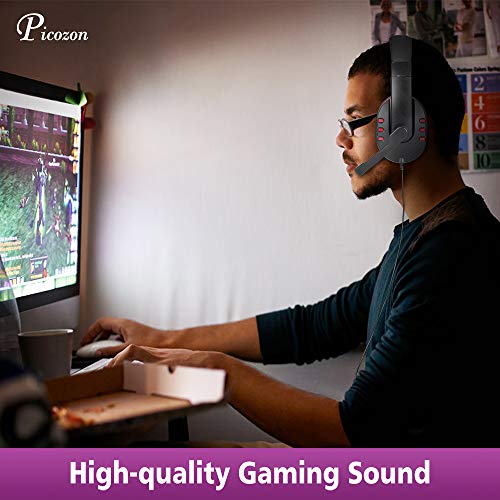 Picozon USB Gaming Headset Headphone with Microphone for PS4, PS5, Multi-Device Gaming