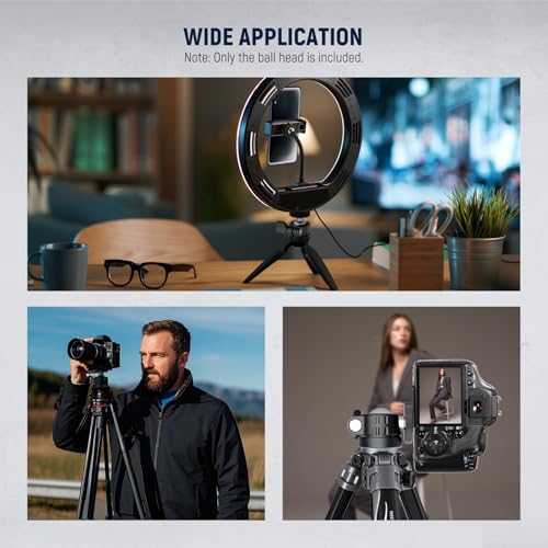 NEEWER Basics Mini Ball Head, Portable Tripod Head Camera Mount Adapter | 1/4" Screw, for Compact DSLR, Action Cam, Phone, LED Ring Light Monopod, Slider, 4.4lb Max Load, 360° Swivel, 90° Tilt, GM01 - style: GM01