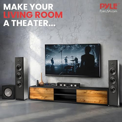 Pyle 100W 5 Channel Audio Amplifier - Wireless Bluetooth Home Theater Power Stereo Receiver with Surround Sound w/HDMI, AUX, FM Antenna, Subwoofer Speaker Input, 12V Adapter - PFA540BT.6