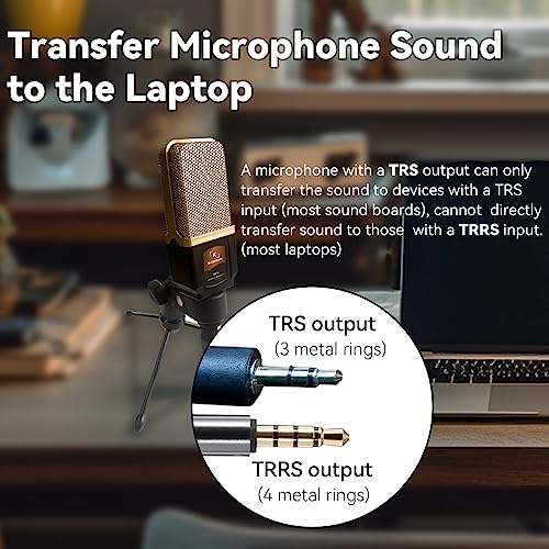 TRRS to TRS Adapter Splitter - 3.5mm 1/8" Audio Splitter Cable | TRRS Male to 2 TRS Female Cable Adapter, Aux Cord for iPhone Android Laptop Microhopone Earphone Speaker, Headphone Adapter