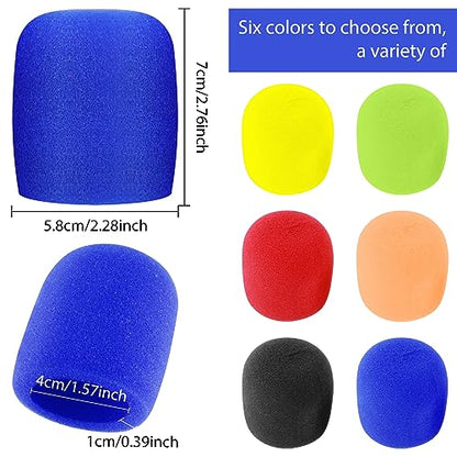 Prasacco 6 Pcs Microphone Covers Foam Mic Covers Foam Microphone Windscreen Colorful Hand-Held Microphone Sleeves