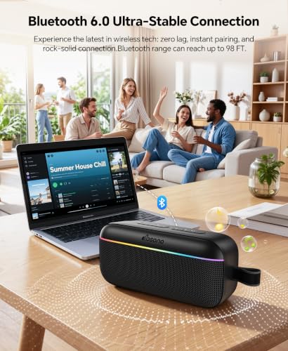 Portable Bluetooth Speaker, 60W Max with BassBoost,Waterproof and Dustproof