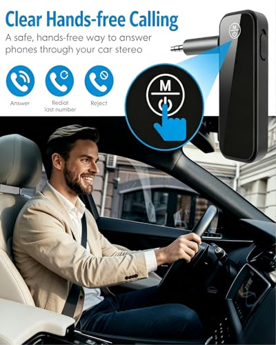Bluetooth 5.4 Car Receiver, 2-in-1 Aux Bluetooth Adapter | 3.5mm Receiver Transmitter, Built-in Mic Hands-Free Calls Crystal Clear Sound, for Cars Headphones Home Stereo Speakers