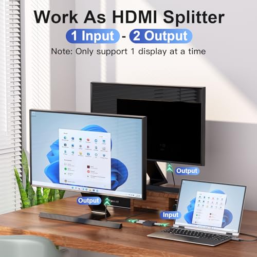 HDMI Switch 1 in 2 Out 4k@60hz, HDMI Switch 2 in 1 Out with LED Indicators/HDMI Splitter 2 in 1 Out Grey/HDMI Switcher Support 4K 3D HDR for Xbox PS5/4/3/Blu-Ray TV/Player/Laptop PC - color: GREY