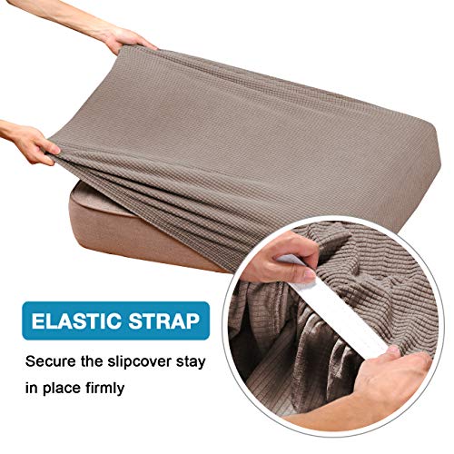Flamingo P Super Stretch Couch Cushion Cover 1 Pack Individual Seat Slipcover with Elastic Bottom, Machine Washable Furniture Protector (1 Seat Cushion Cover, Taupe) - color: Taupe, size: 1 Seat Cushion Cover
