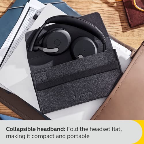 Jabra Evolve2 65 Flex Stereo Headset with Bluetooth, Wireless Charging Pad - Noise-Cancelling ClearVoice Technology & Hybrid Active Noise Cancellation - Certified for Microsoft Teams - Black - color: Teams Certified, size: USB-A & Wireless Charging Pad